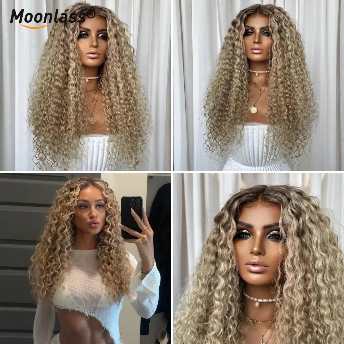 Moonlass 260 Density Pearlescent Twilight 100% Virgin Hair Wig Kinky Curly 5x5 Glueless Wig Effortless Morning Routine Wigs