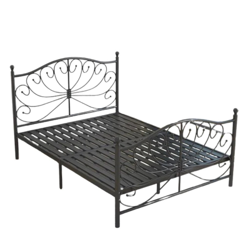 Gold-Tone Metal Bed Frame Sculptural Minimalist Modern Design Centerpiece — Gold | KIMLUD