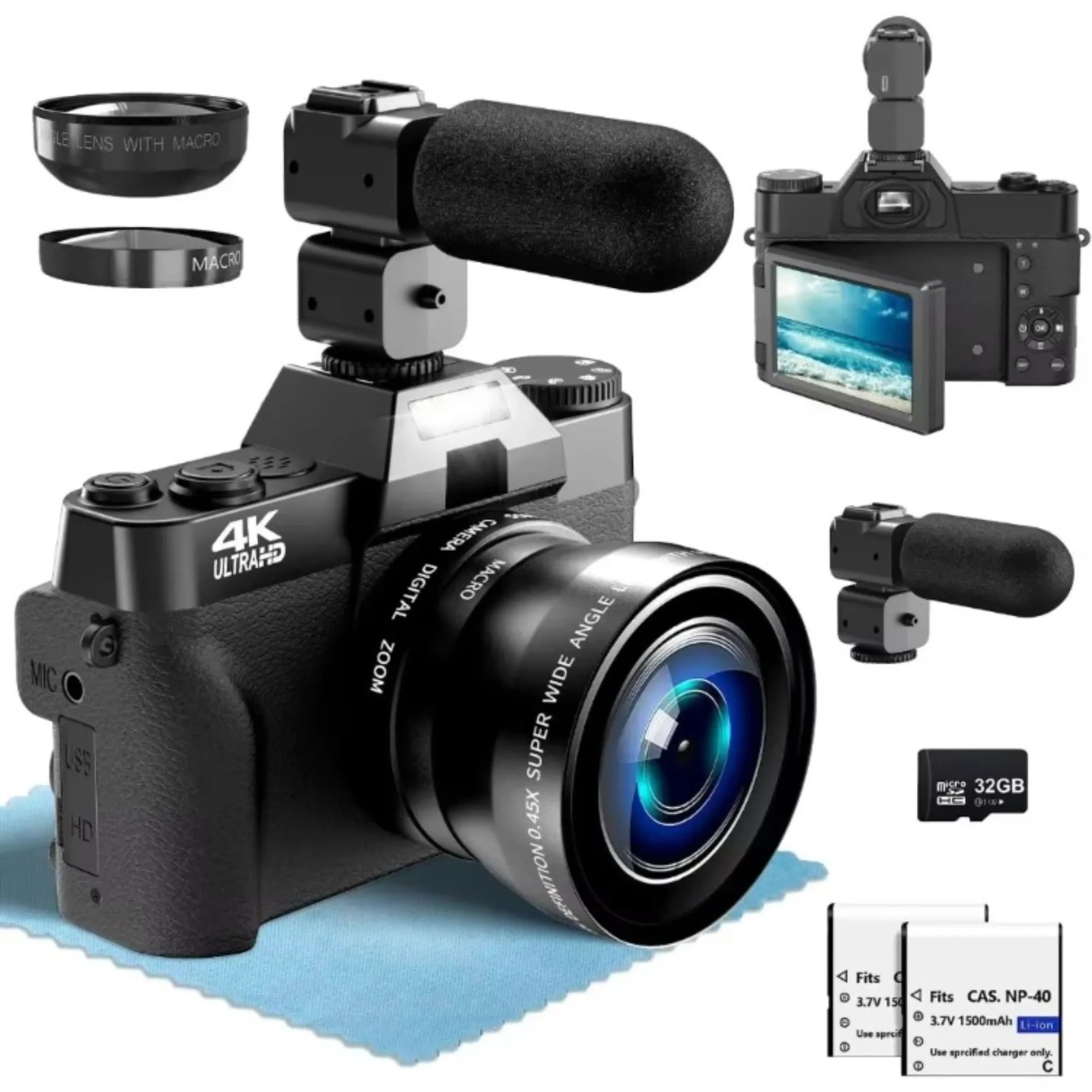 4K Digital Camera for Photography 16X Digital Zoom Vlog Camera for YouTube 75MP WiFi Autofocus Livestream Video Camera Camcorder