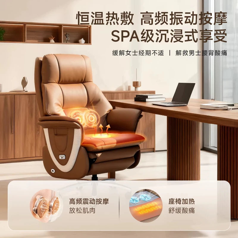 Genuine Leather Solid Executive Chair — Brown | KIMLUD