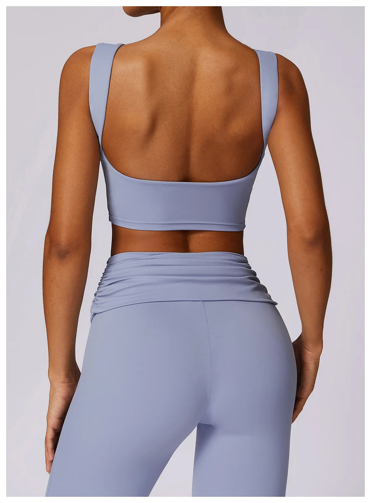 Nylon-Spandex Sports Bra Backless Push Up — Slate Blue | KIMLUD