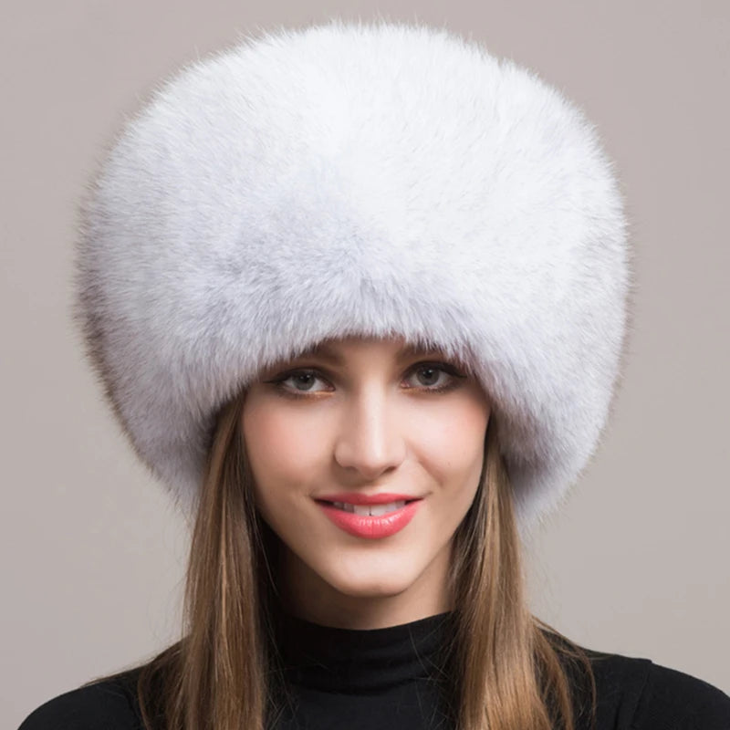 Fox Fur Hat – Real Fox Fur – Winter Warm Cap For Women | KIMLUD