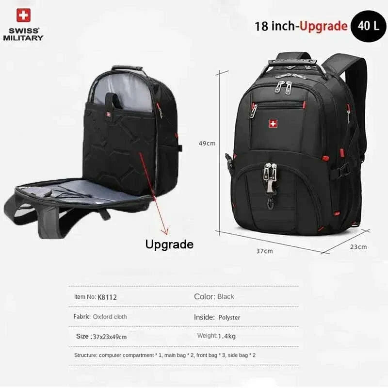 KIMLUD, Waterproof Men's Backpack 15.6/17 Inch Laptop Backpacks School Travel Bags Swiss-style Large Capacity Business Bagpack Mochila, KIMLUD Womens Clothes