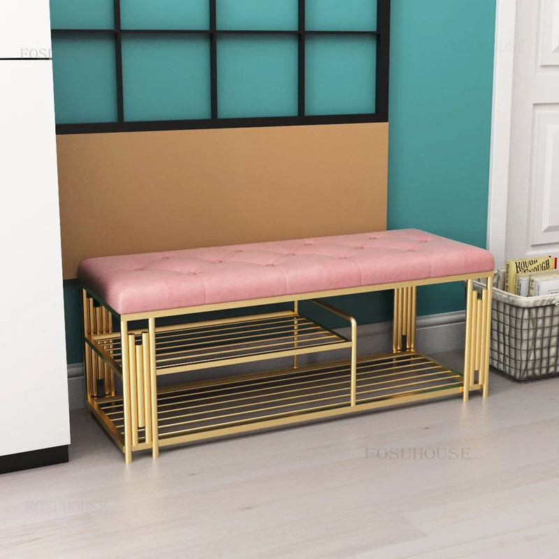 Light Luxury Shoe Storage Ottoman — Black | KIMLUD