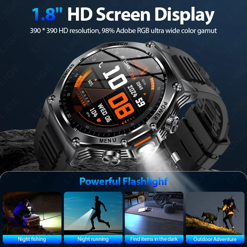 KIMLUD, LIGE New Smart Watch Men 800mAh Ultra Long Battery Life Waterproof Outdoor Sport Watches Bluetooth Call Military Smartwatch 2025, KIMLUD Womens Clothes