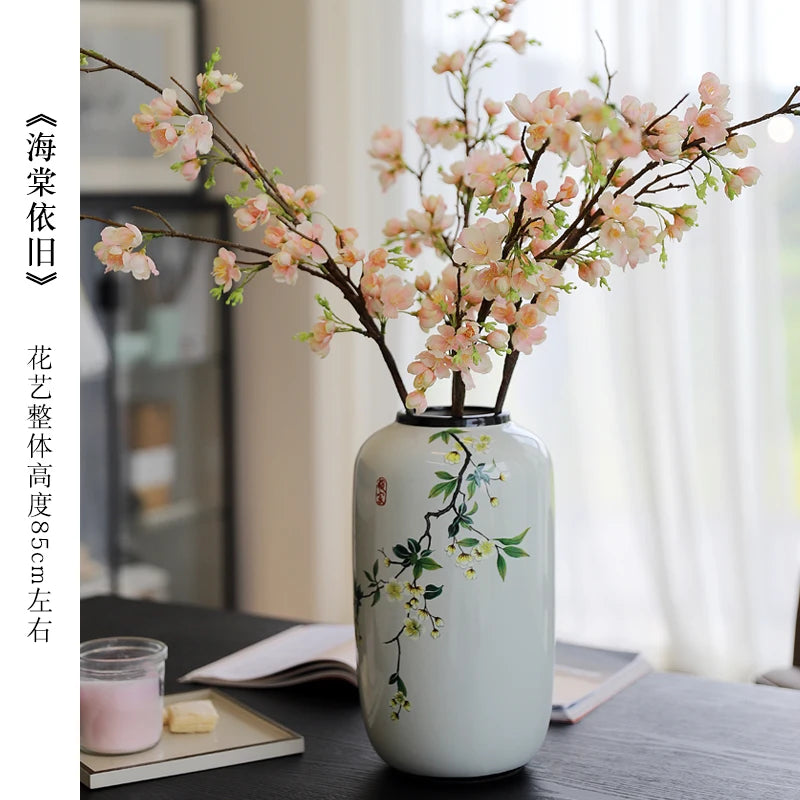 Chinese ceramic vase ornament, living room entrance floral art, home hydroponics creative simple round housewarming gift flower