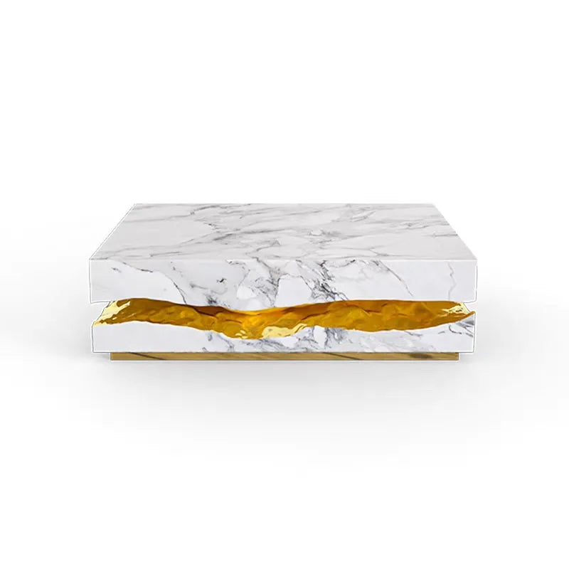 Italian luxury coffee table,marble top and waterproof surface with metal base, suitable for villa house living room decoration