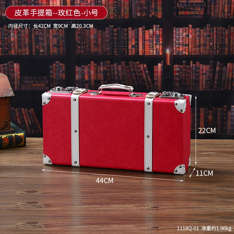 Luxurious Vintage Trunk Suitcases Leather — Brown | KIMLUD