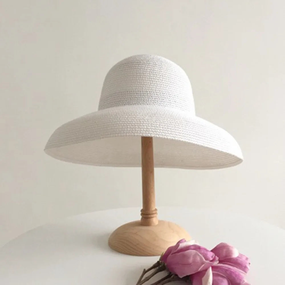 Casual Boho Straw Hat Wide Brim Visor Weave Hat Korean Style Breathable UV Protection Cap Girls