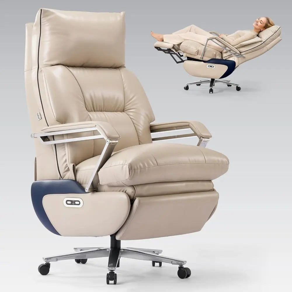 Bamboo Dual-Motor Executive Office Chair — Beige | KIMLUD