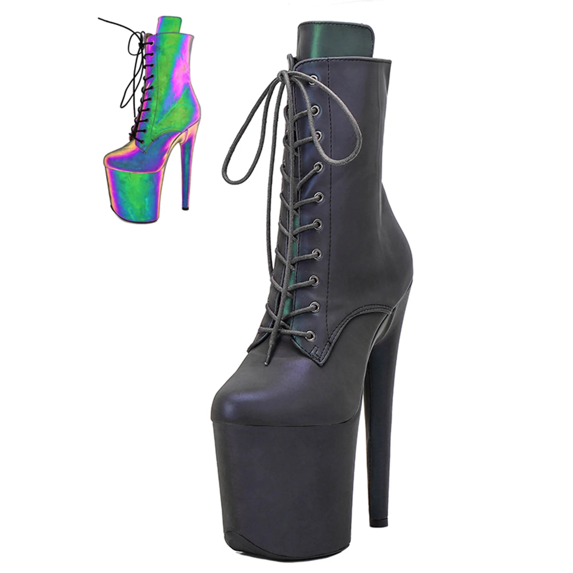 WUXIN H&P Women's 8in Stripper Heels Boots，Pole Dance Ankle Boots Shoes 20cm Platform Stiletto Exotic Heel