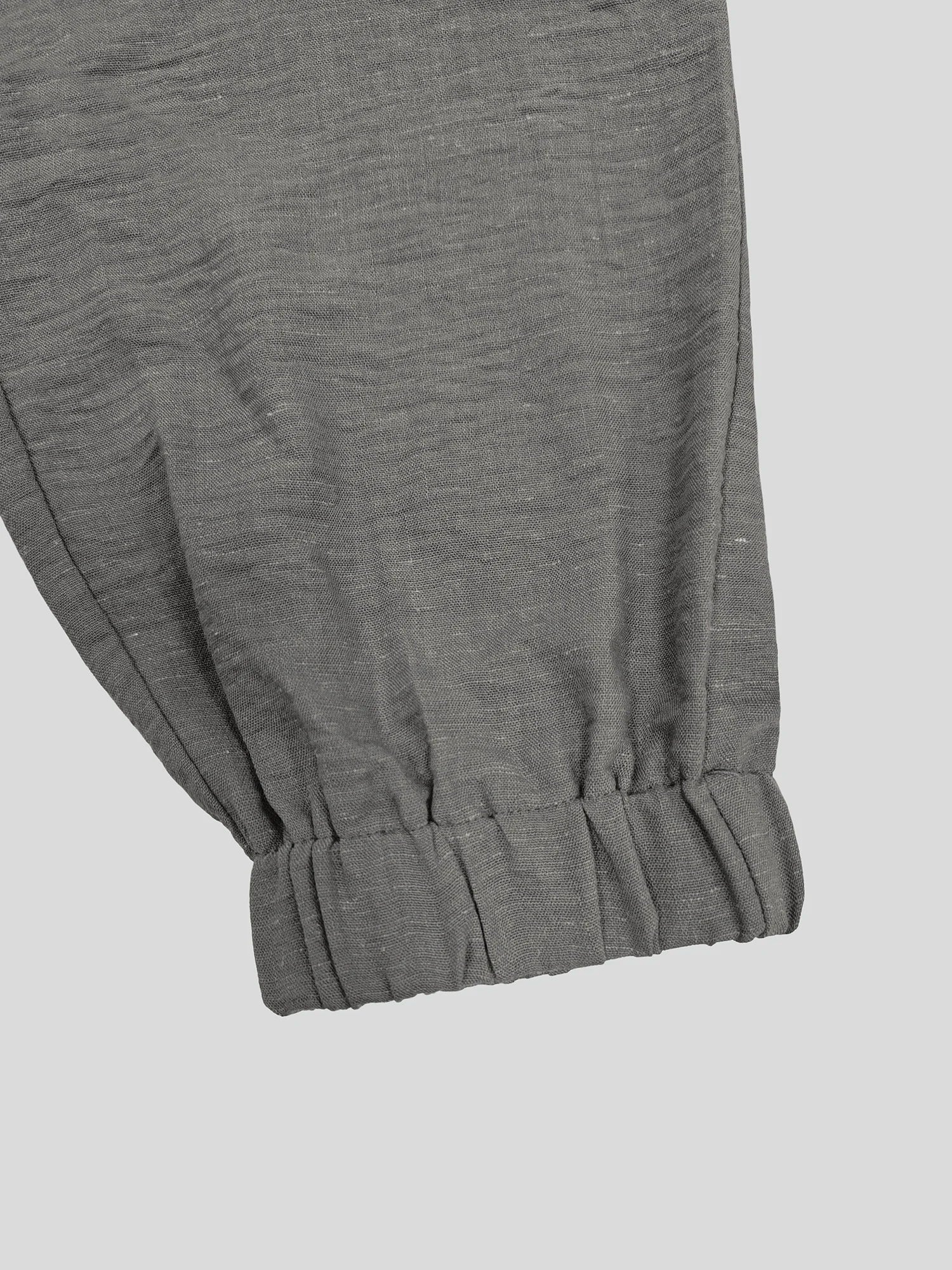 Polyester-Linen Utility Jumpsuit With Double Belt — Slate Gray | KIMLUD