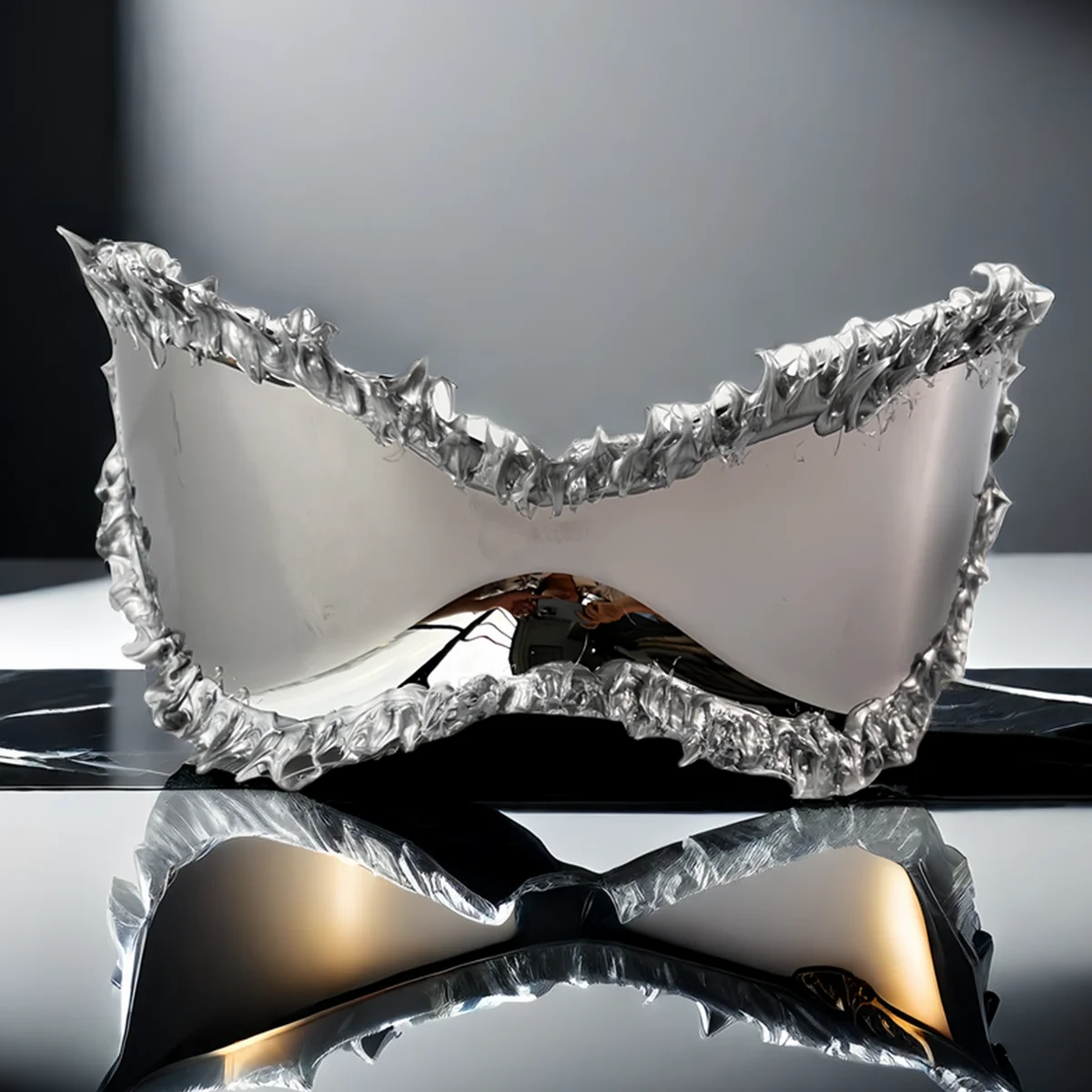 Plastic Rimless Shield Sunglasses — Silver | KIMLUD