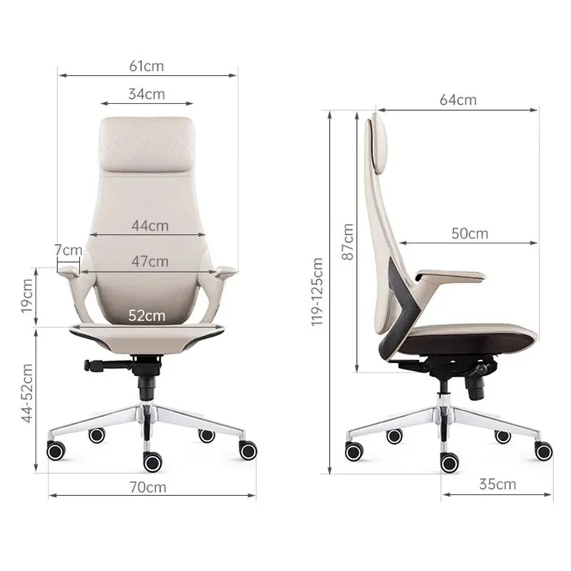 Leather Nordic Ergonomic Solid Office Chair — Blue | KIMLUD