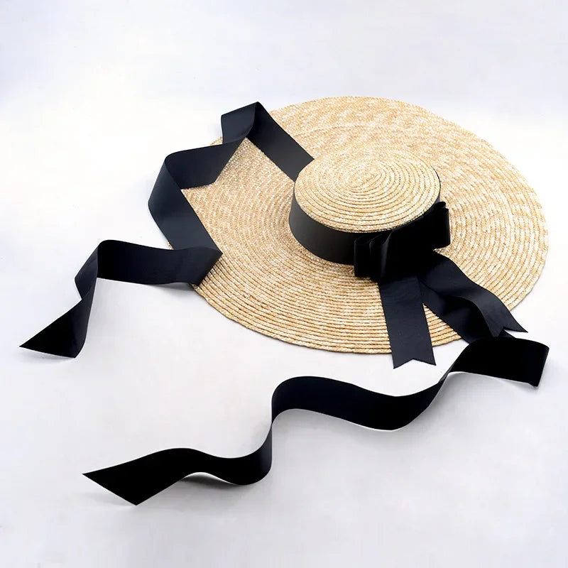 Elegant Straw Wide Brim Sun Hat — Natural | KIMLUD