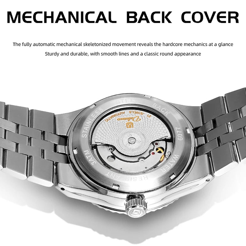 Stainless Steel Automatic Men's Watch — Silver | KIMLUD