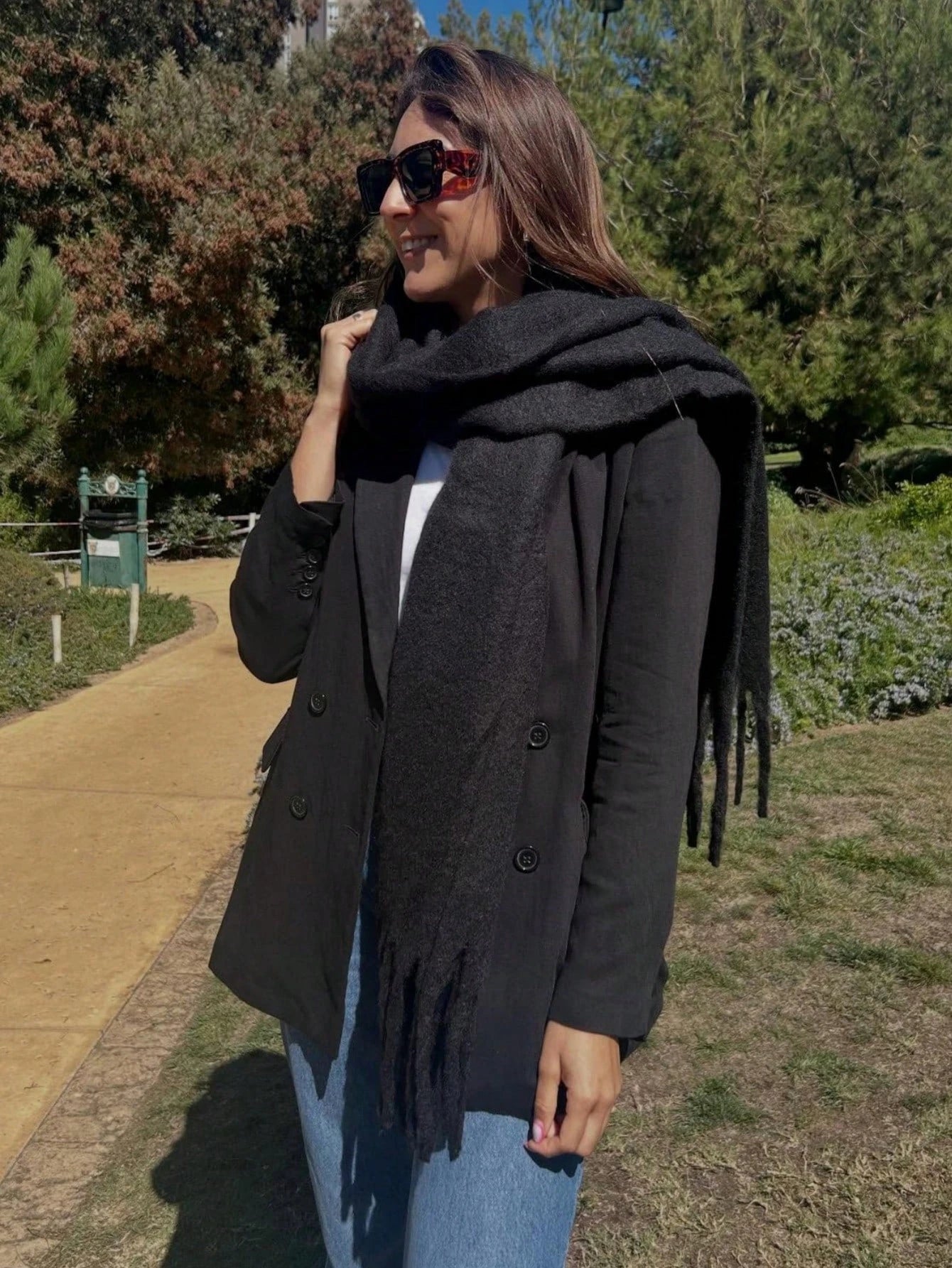 Cashmere Shawl Wrap With Long Tassels For Winter Elegance — Deep Burgundy | KIMLUD