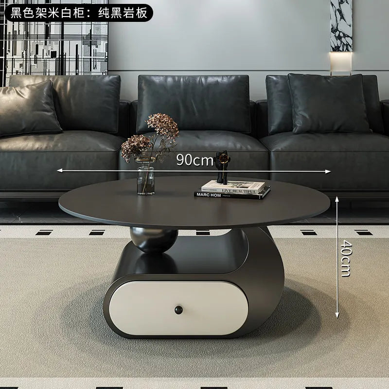Italian Minimalist Coffee Table With Storage — Cream | KIMLUD