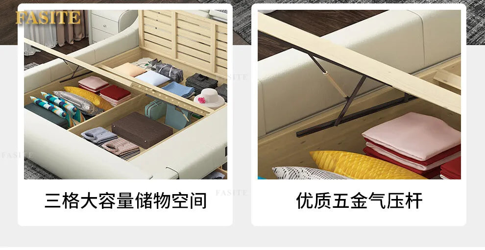 Modern Simple Massage Bed Luxury Water Proof Design Bedframe Double Bed Smart White   Nordic Furniture