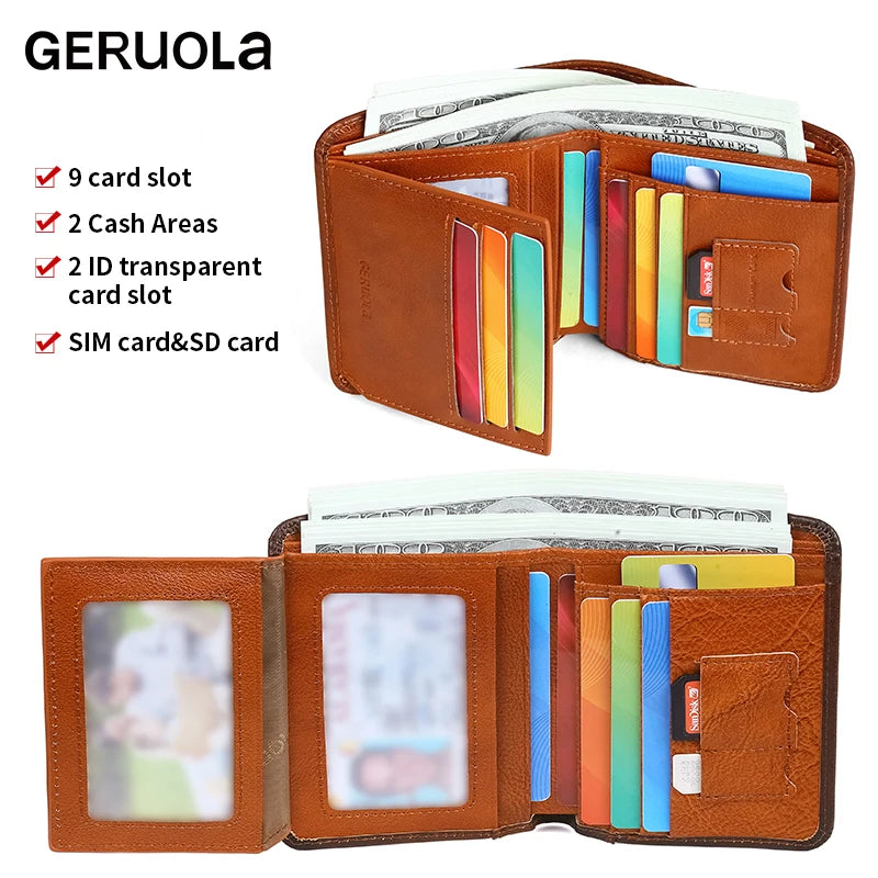 Compact Wallet – RFID Protected – Top-Grain Brown Leather – Gradient Finish | KIMLUD