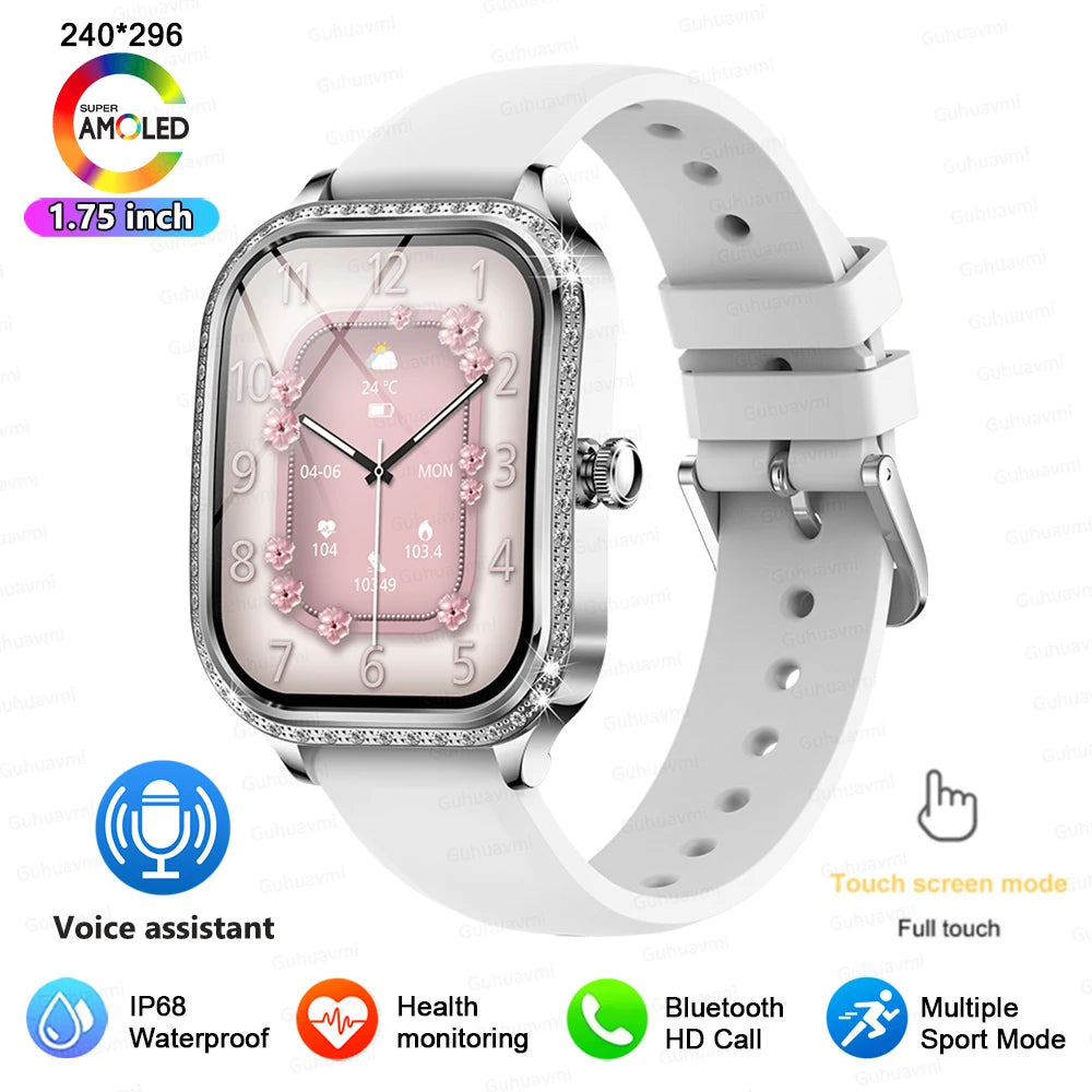 KIMLUD, 2025 New Lady Smart Watch Women AMOLED Curved Screen IP68 Waterproof Health Call Smartwatch For Samsung Huawei Apple Watch 4 ios, Grey / samrt watch, KIMLUD APPAREL - Womens Clothes