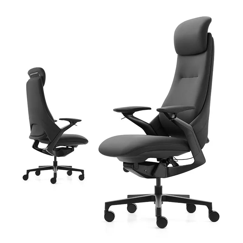 Leather Ergonomic Office Chair Solid — Ivory | KIMLUD