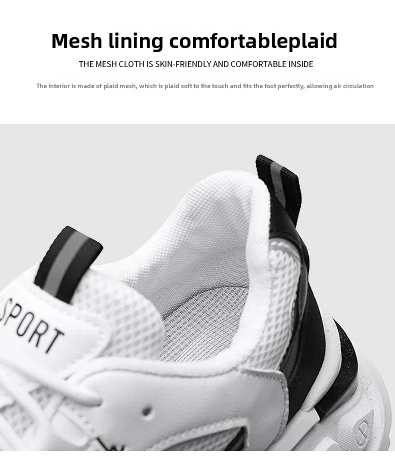 New Fashion Mens Thick Sole Platform Sneakers Breathable Mesh Lightweight Low Top Dad Shoes Casual Sports Walking Shoes