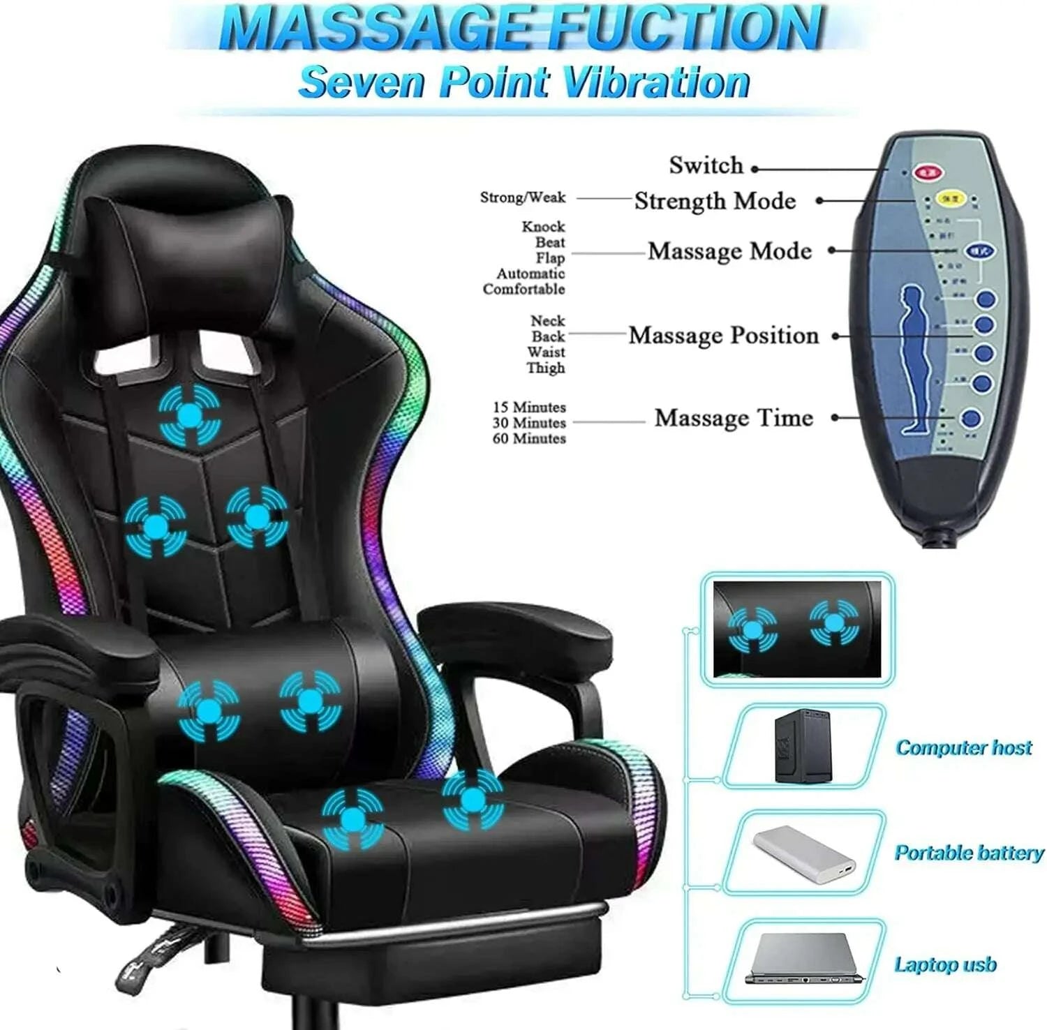 gaming-chair-with-speakers-and-rgb-led-light-7-points-massage-video-game-chair-adjustable-with-headrest-lumbar-supportkimludkimlud-35574190