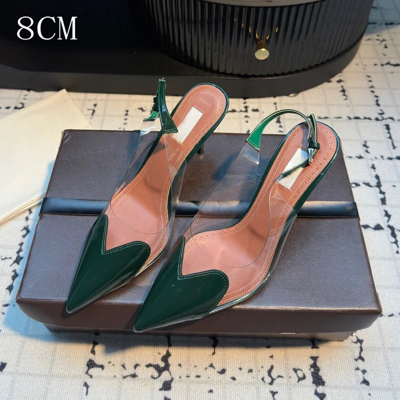 Transparent PVC Pointed Stiletto Pumps — Clear | KIMLUD