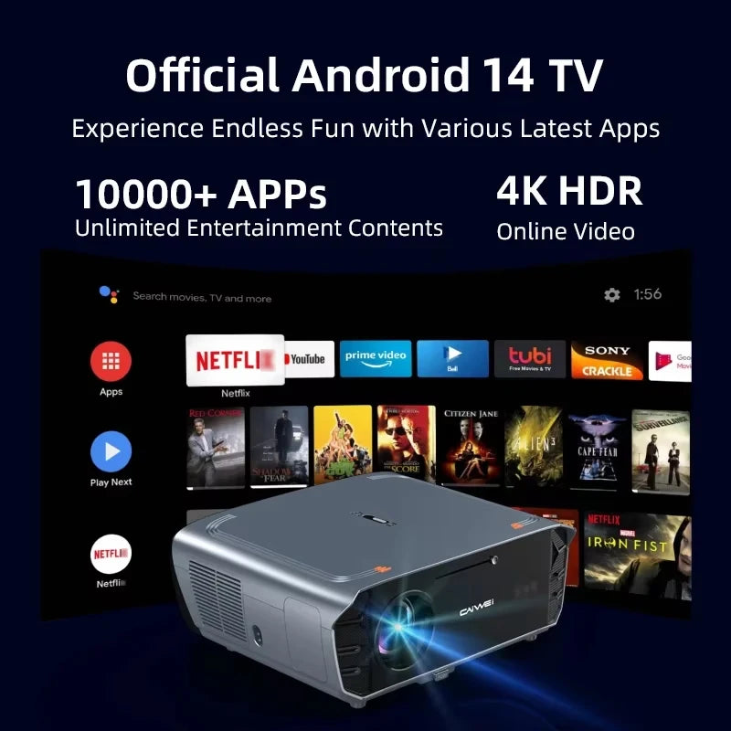 Super Bright 4K Projector with Android TV, Netflix 4K Support, Dolby Audio, Outdoor & Home Theater, Day & Night Use, Dust Proof