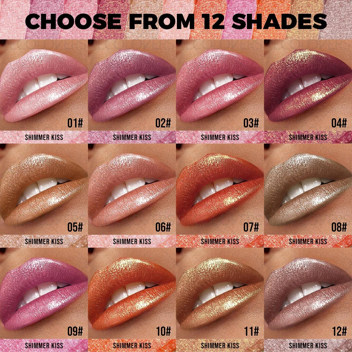 Pearlescent Glitter Lipstick Long-Lasting Shine With Sparkling Finish — Iridescent | KIMLUD