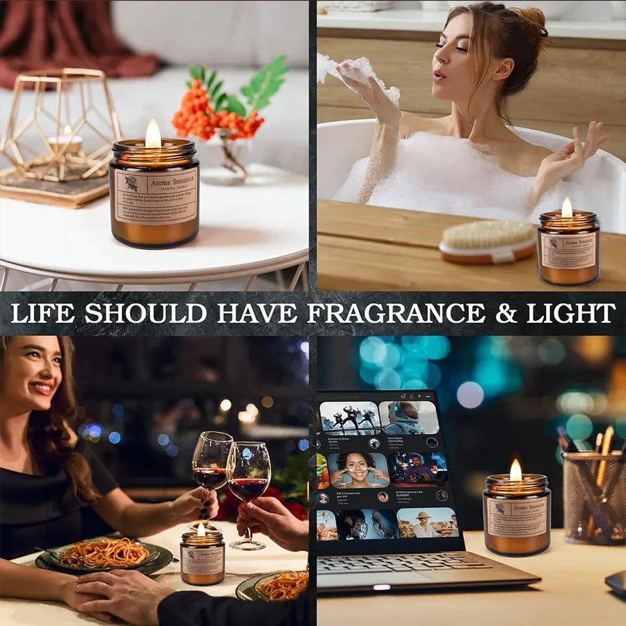 KIMLUD, 1pcs Brown Glass Cup Aromatherapy Candle Smokeless scented candle Suitable for Home Decoration Birthday Valentine's Day Gift, KIMLUD Womens Clothes