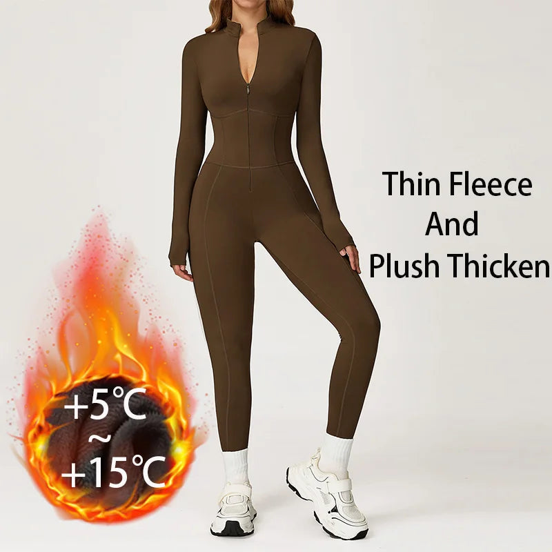Jumpsuit – Zipper Long Sleeve – Nylon Elastane Broadcloth | KIMLUD