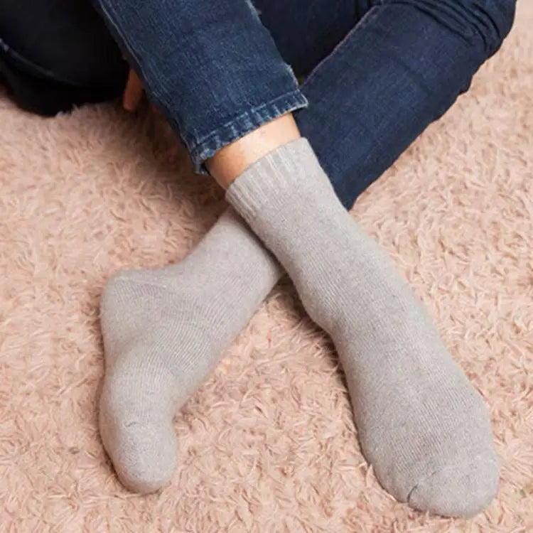 Merino Wool Socks Extra Thick Winter Warm — Black | KIMLUD
