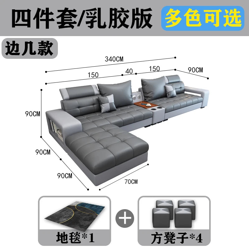 Latex Nano Three-Proof Fabric Sofa Modern Living Room — Slate Grey | KIMLUD