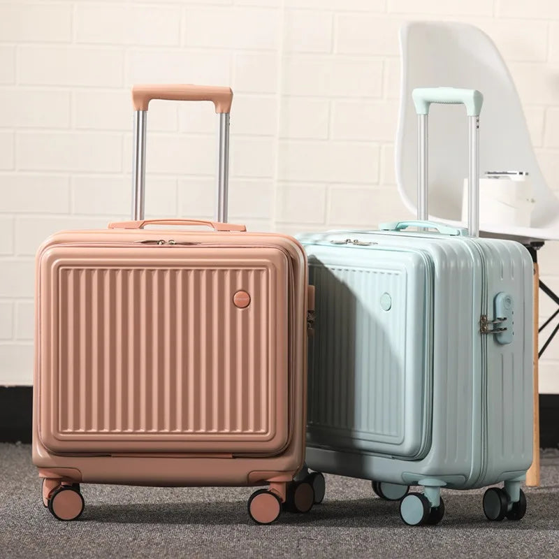 Front Opening Travel Suitcase Universal Wheel Rolling Luggage Bag Men and Women Lightweight Boarding Trolley Case18 20 Inch