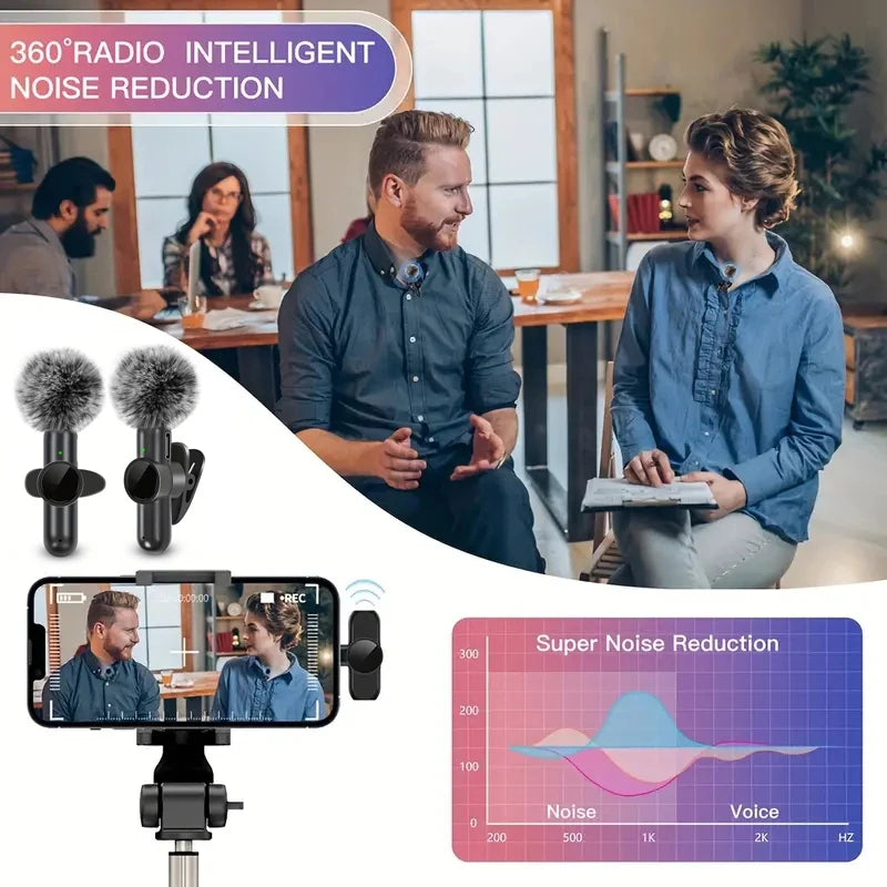 Wireless Lavalier Microphone With Windproof Cover — Black | KIMLUD