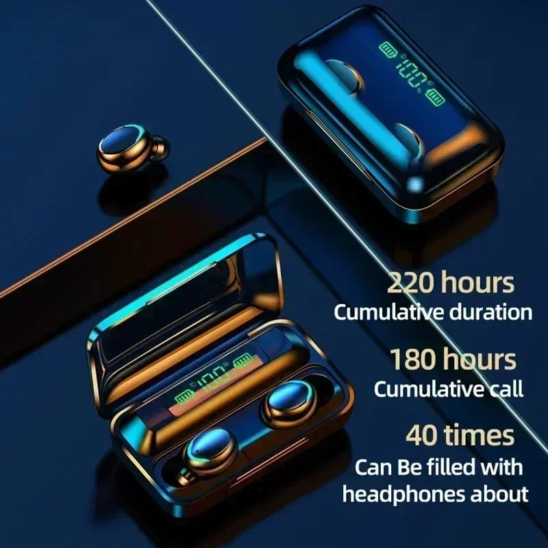 TWS F9-5 Bluetooth 5.3 Wireless Earphones - Sports Waterproof Stereo Headphones with Mic Handsfree HiFi Earbuds for Sports