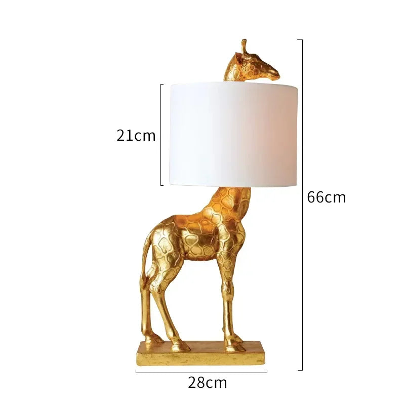 Factory Manufacture Designer Animal Resin Giraffe Table Lamp Gold Lamp Body Resin Animal Home Decor Night Lights E26/E27 Holder