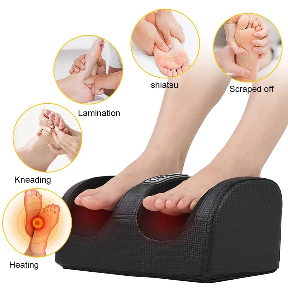 Shiatsu Foot Massager With Heated Rollers — Deep Burgundy | KIMLUD