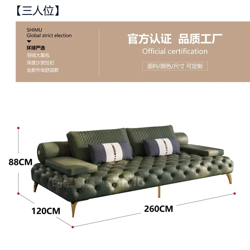 Italian Genuine Leather Sofas Sectional Modern Luxry Designer Loveseat Sofa 3 Piece Set Woonkamerbanken Living Room Furniture