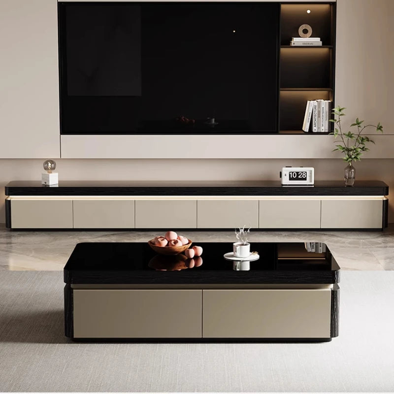 Sculpted Wood TV Stand With Sliding Doors — White | KIMLUD