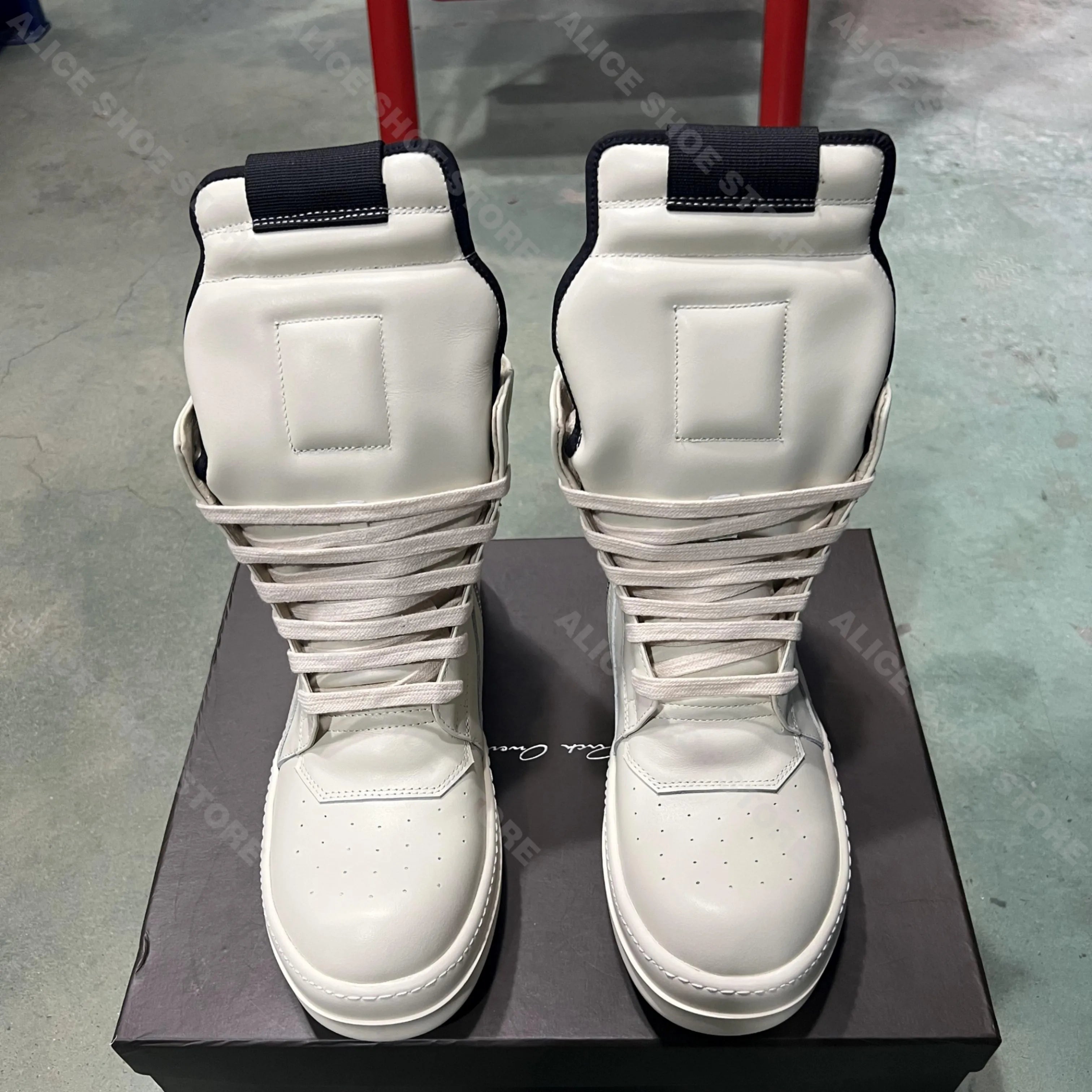 Brand Men Ankle Boot Casual Leather High Top Women Sneaker White Geobasket Zipper Luxury Trainer Designer Thick-sole Flat Shoe