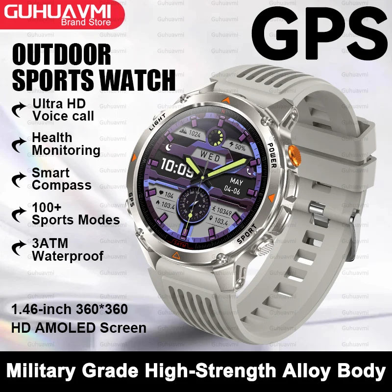 2025 New Outdoor Sport Smart Watch Men HD AMOLED Screen  Six Star GPS Positioning Heart Rate Bluetooth Call IP69/5ATM SmartWatch