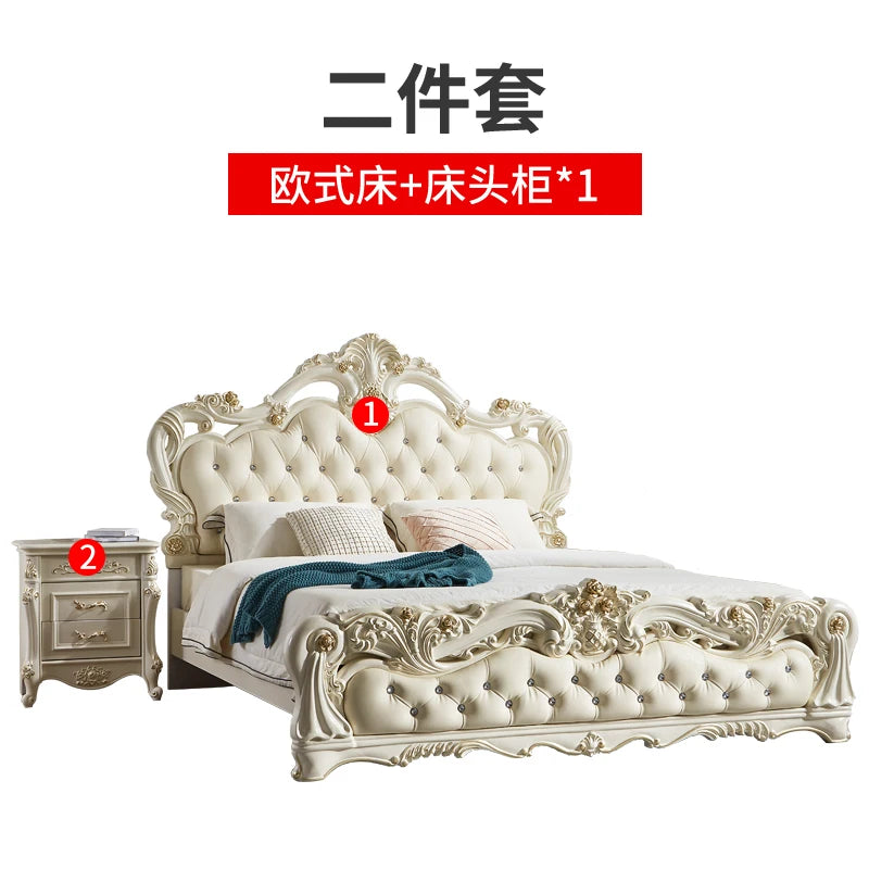 Princess France Bed Double Headboards Design Aesthetics Romantic Bed Bedroom Girls Wedding Muebles Lounge Suite Furniture
