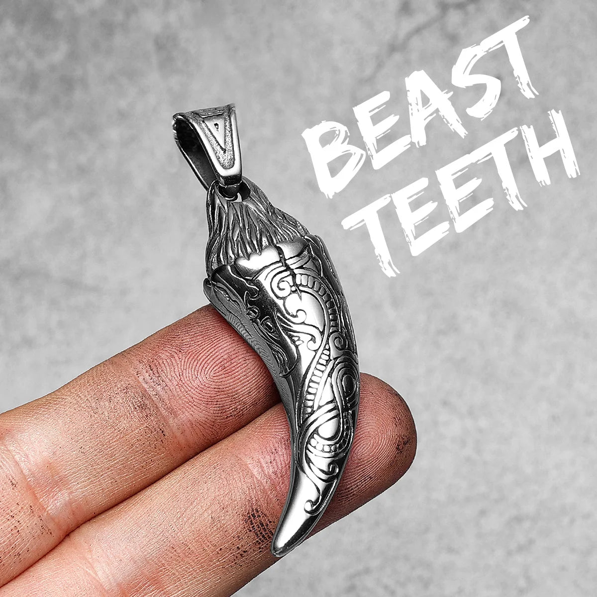 Carved Wolf Teeth Men Necklaces With Pendant Stainless Steel Jewelry For Male Women Punk Hip Hop Accessories Gifts Wholesale