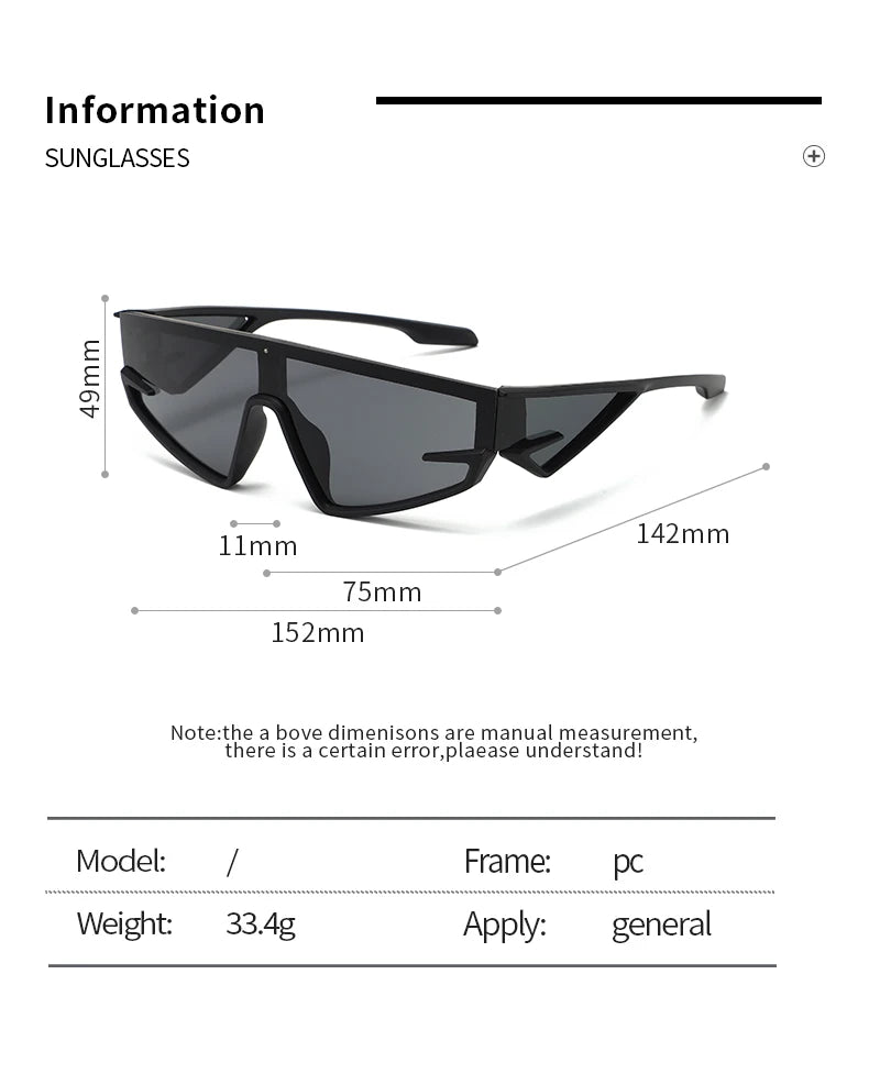 Plastic Shield Sunglasses Tech-Savvy — Black | KIMLUD