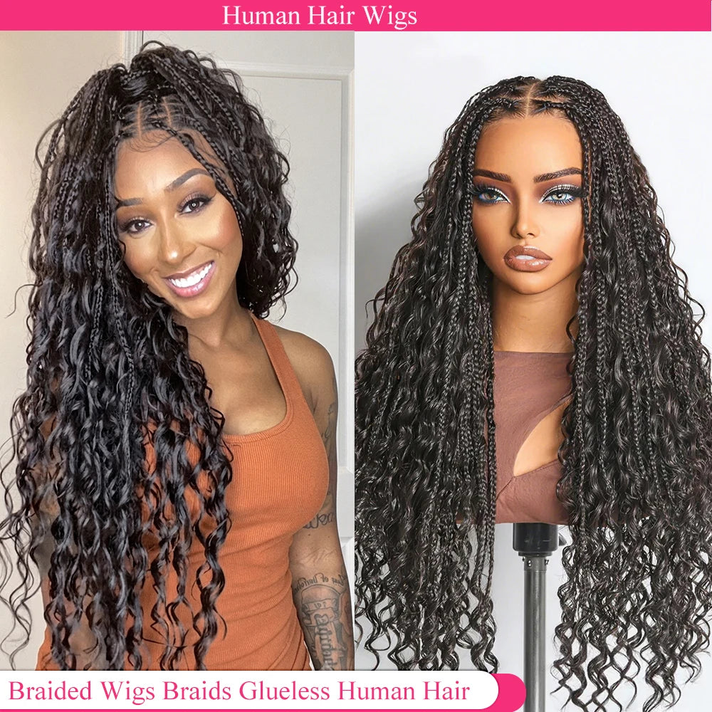 Lace Front Wig – Knotless Braids – Remy Hair – Transparent | KIMLUD