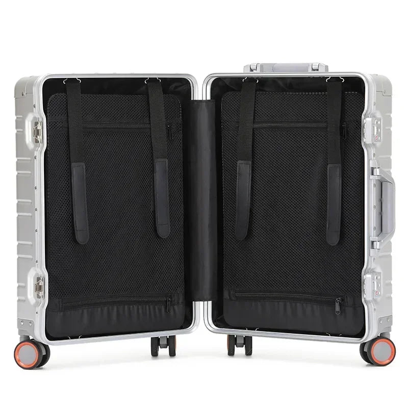 All Aluminum-magnesium Alloy Travel Suitcase Men's Business Rolling Luggage on Wheels Trolley Luggage Carry-Ons Cabin Suitcase