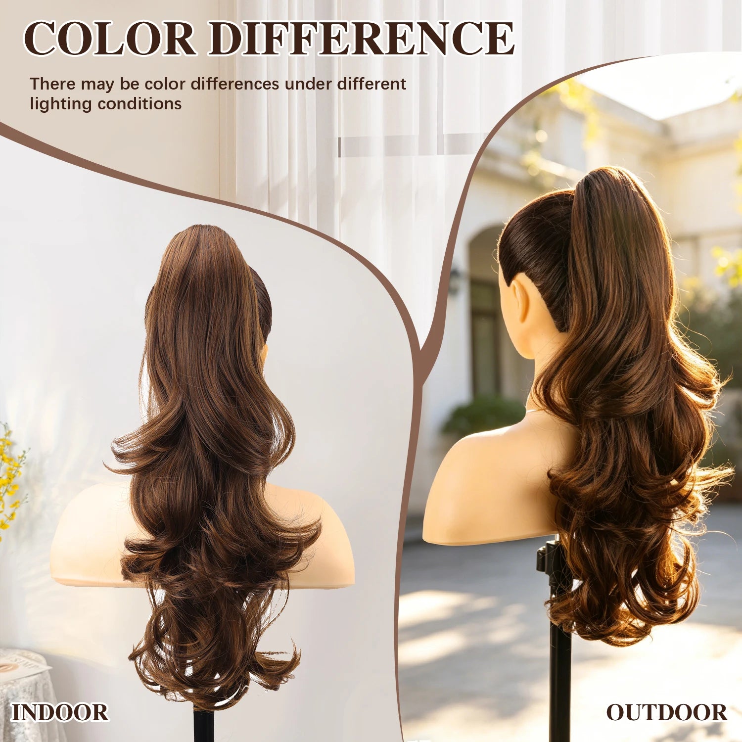 Synthetic Claw Ponytail Extensions 20inch Wavy Clip Claw Ponytail Hair for Women Ladies Daily Party Holiday